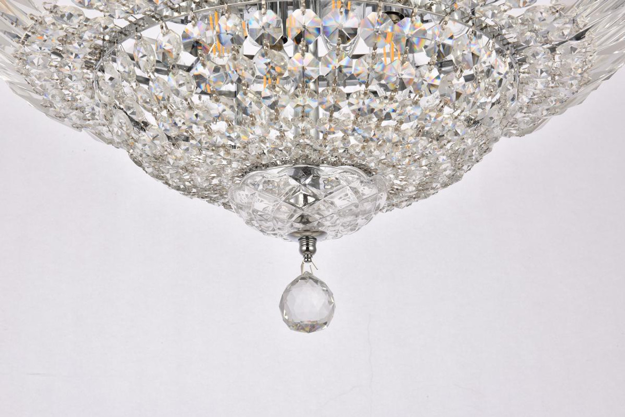 ELEGANT LIGHTING V2528F24C/RC  2528 Tranquil Collection Flush Mount D24in H14in Lt:12 Chrome Finish (Royal Cut Crystals)