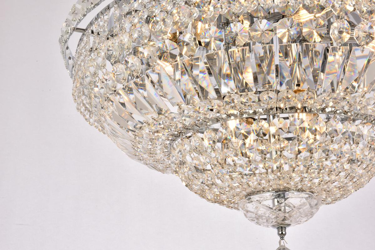 ELEGANT LIGHTING V2528F24C/RC  2528 Tranquil Collection Flush Mount D24in H14in Lt:12 Chrome Finish (Royal Cut Crystals)