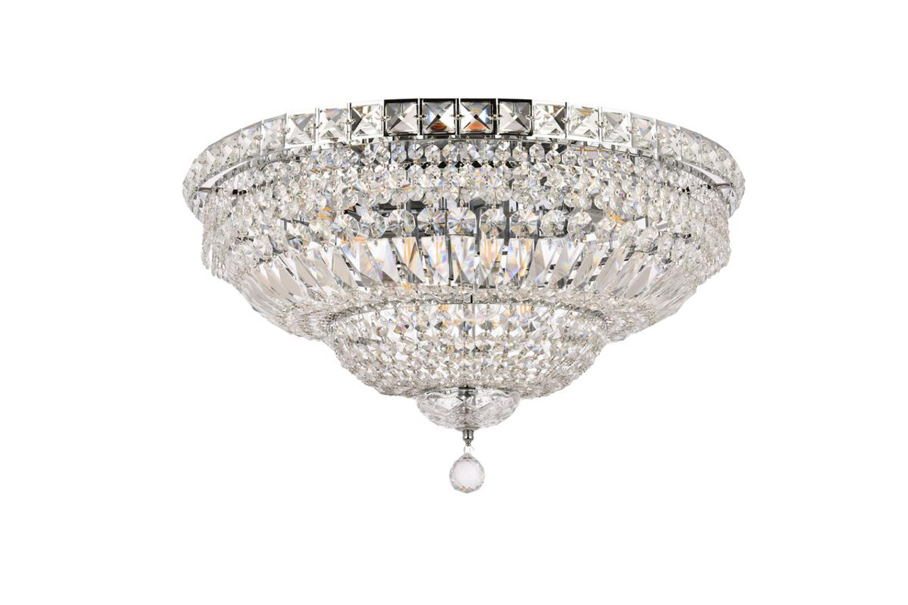 ELEGANT LIGHTING V2528F24C/RC  2528 Tranquil Collection Flush Mount D24in H14in Lt:12 Chrome Finish (Royal Cut Crystals)