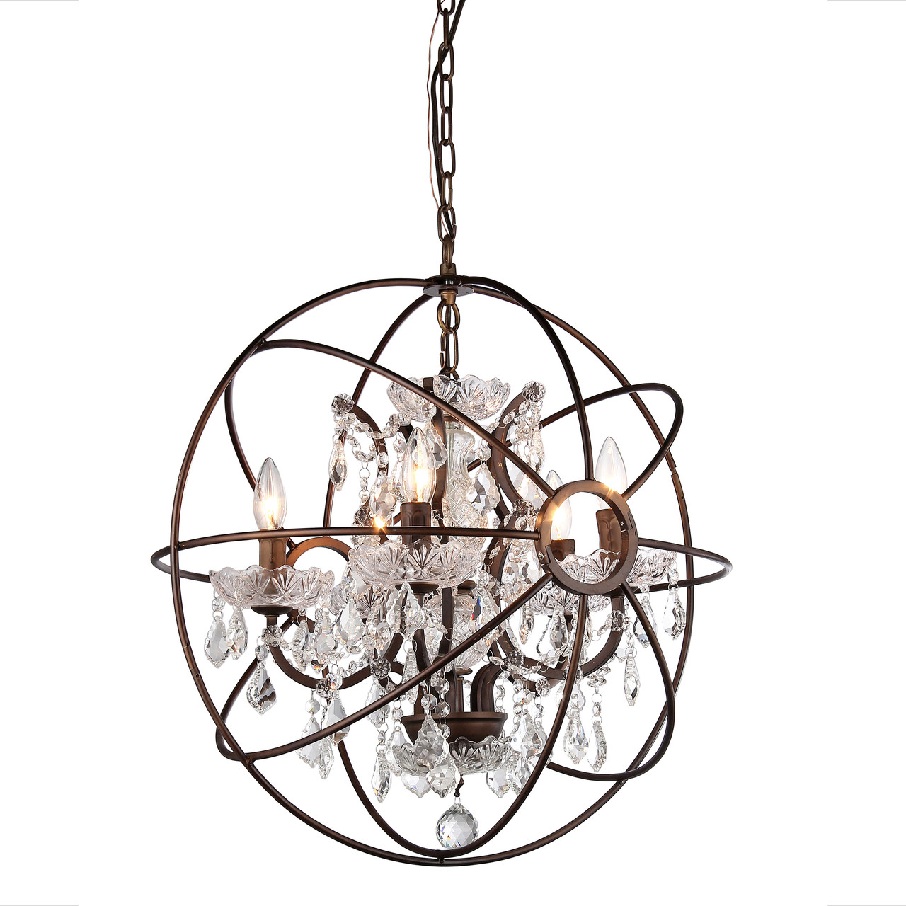 WAREHOUSE OF TIFFANY RL8060B Planetshaker II Antique Bronze and Crystal 6-light Chandelier