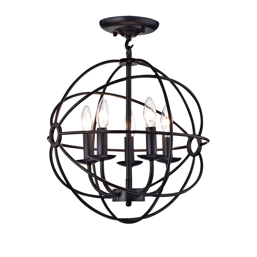 WAREHOUSE OF TIFFANY RL8133BL Shindanlang Black-finish Metal 16-inch Chandelier