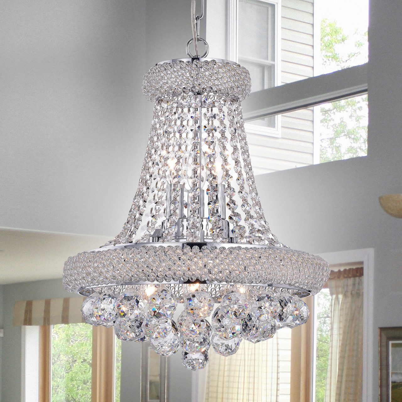 WAREHOUSE OF TIFFANY RL8144CH Isidra Chrome and Crystal 15-inch Chandelier