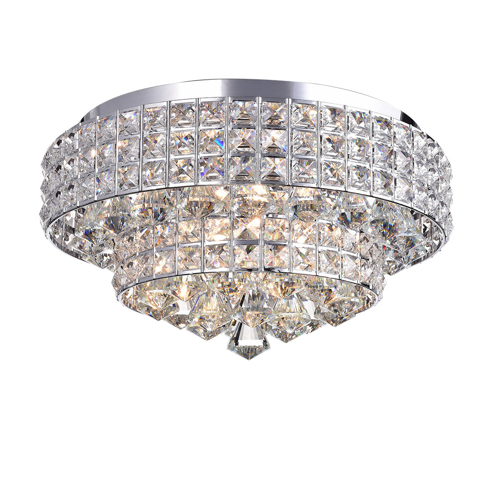 WAREHOUSE OF TIFFANY RL8179CH Filmarsh Two-Tiered Crystal Chrome Ceiling Lamp