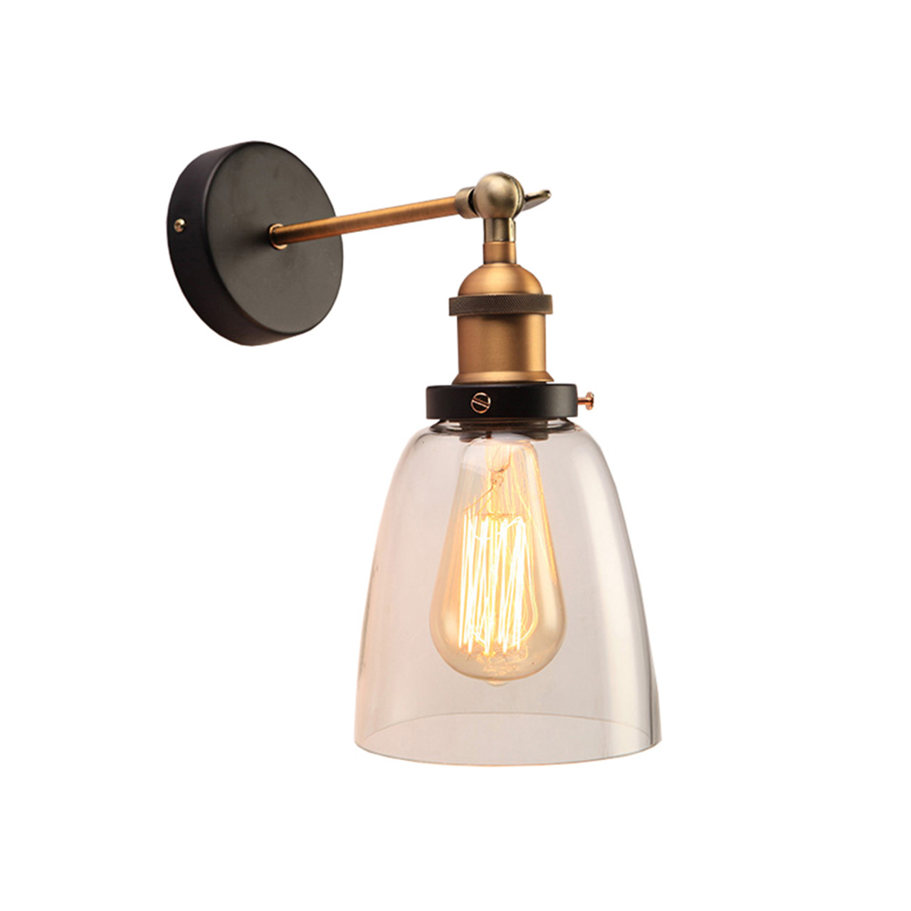 WAREHOUSE OF TIFFANY LD5012 Barbara 1-light Clear Glass Edison Wall Lamp with Light Bulb