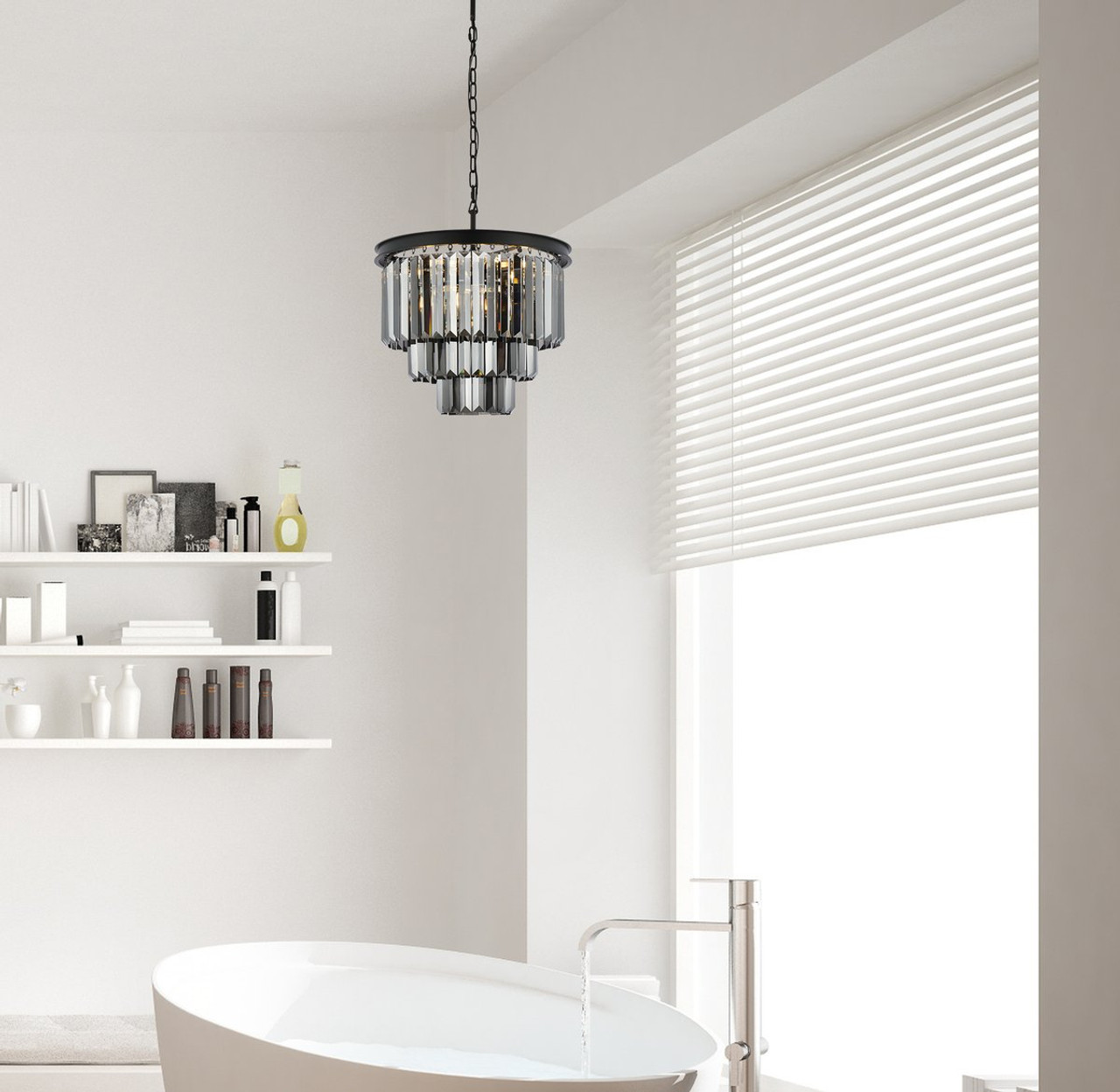 URBAN CLASSIC 1231D20MB-SS/RC Sydney 9-Light Chandelier, Royal Cut Silver Shade (Grey)