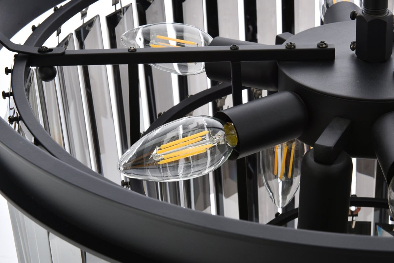 URBAN CLASSIC 1231D20MB-SS/RC Sydney 9-Light Chandelier, Royal Cut Silver Shade (Grey)