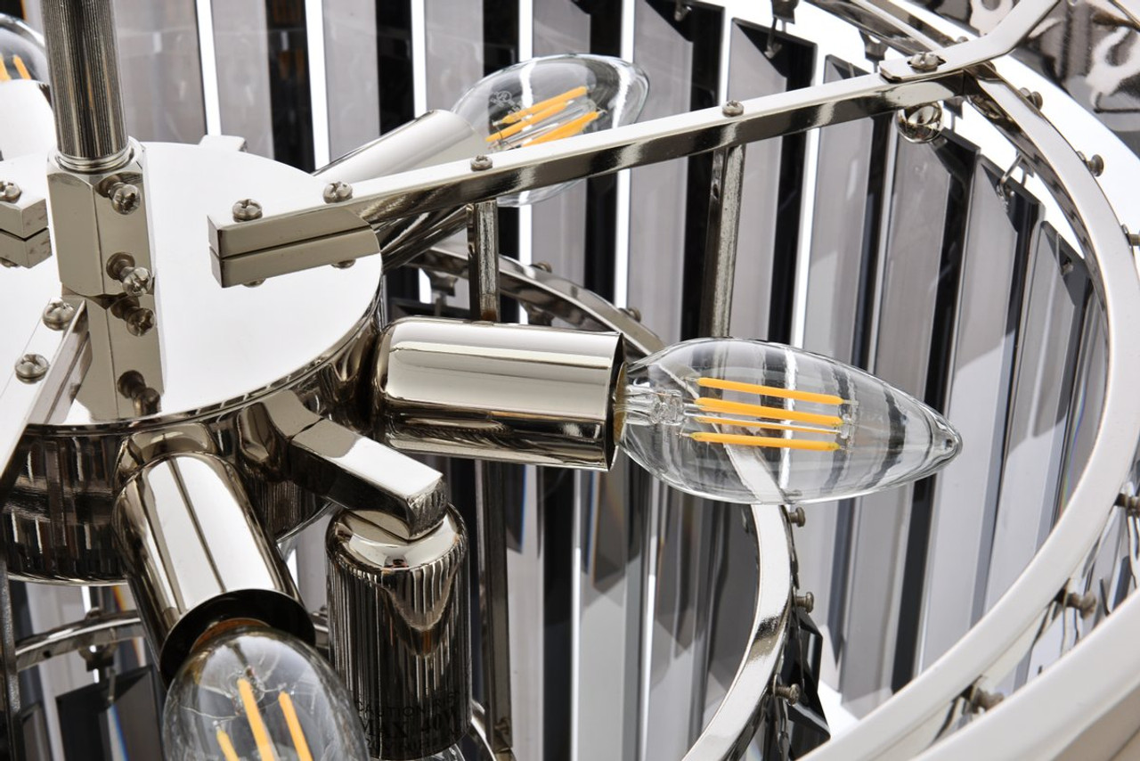 URBAN CLASSIC 1231D20PN-SS/RC Sydney 9-Light Chandelier, Royal Cut Silver Shade (Grey)