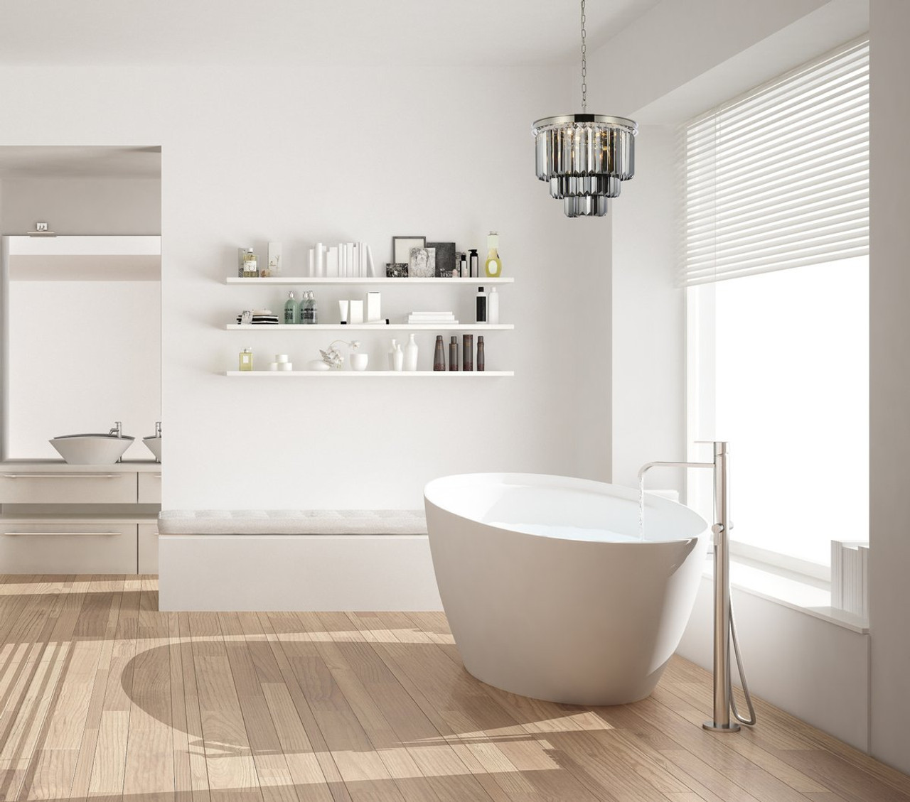 URBAN CLASSIC 1231D20PN-SS/RC Sydney 9-Light Chandelier, Royal Cut Silver Shade (Grey)