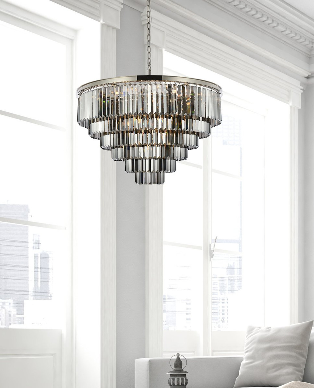 URBAN CLASSIC 1231D44PN-SS/RC Sydney 33-Light Chandelier, Royal Cut Silver Shade (Grey)