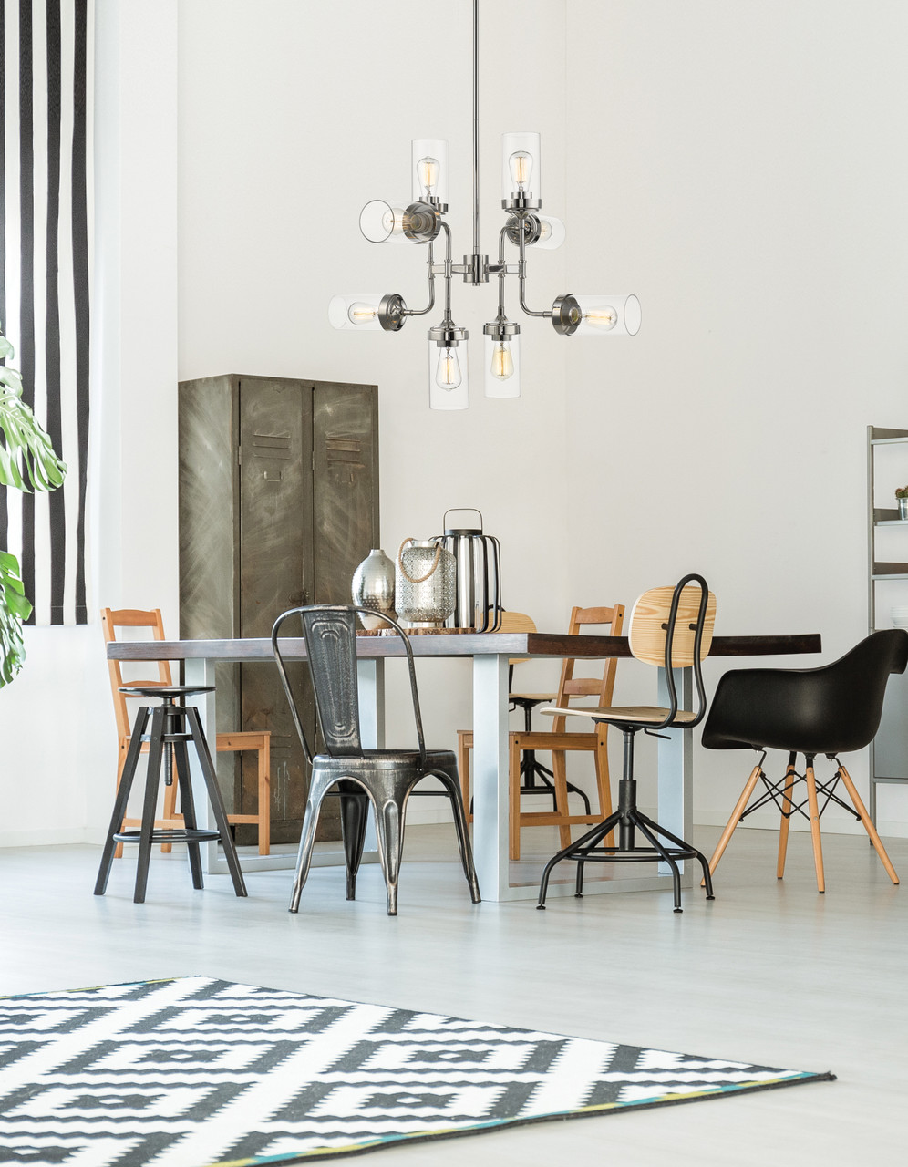 Z-LITE 617-6PN Calliope 6 Light Pendant, Polished Nickel