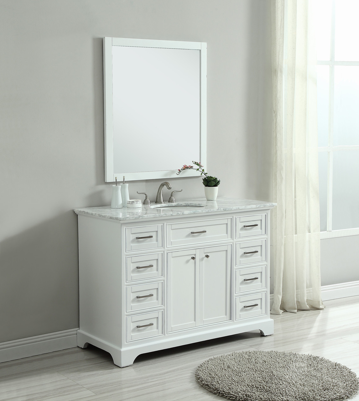 ELEGANT DECOR VF15048WH 48 In. Single Bathroom Vanity Set In White ELEGANT DECOR VF15048WH 48 In. Single Bathroom Vanity Set In White