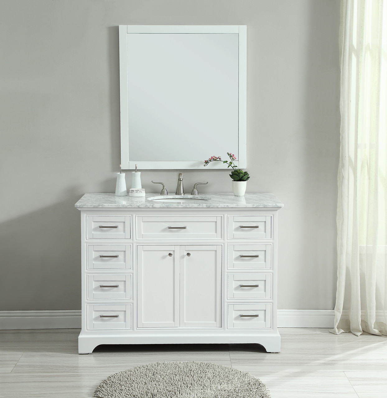 ELEGANT DECOR VF15048WH 48 In. Single Bathroom Vanity Set In White ELEGANT DECOR VF15048WH 48 In. Single Bathroom Vanity Set In White