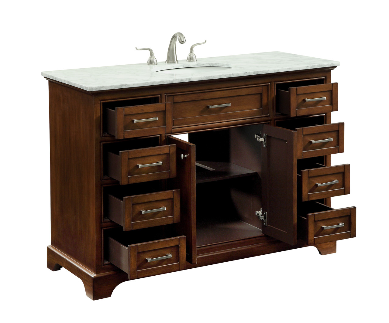 ELEGANT DECOR VF15048TK 48 In. Single Bathroom Vanity Set In Teak ELEGANT DECOR VF15048TK 48 In. Single Bathroom Vanity Set In Teak