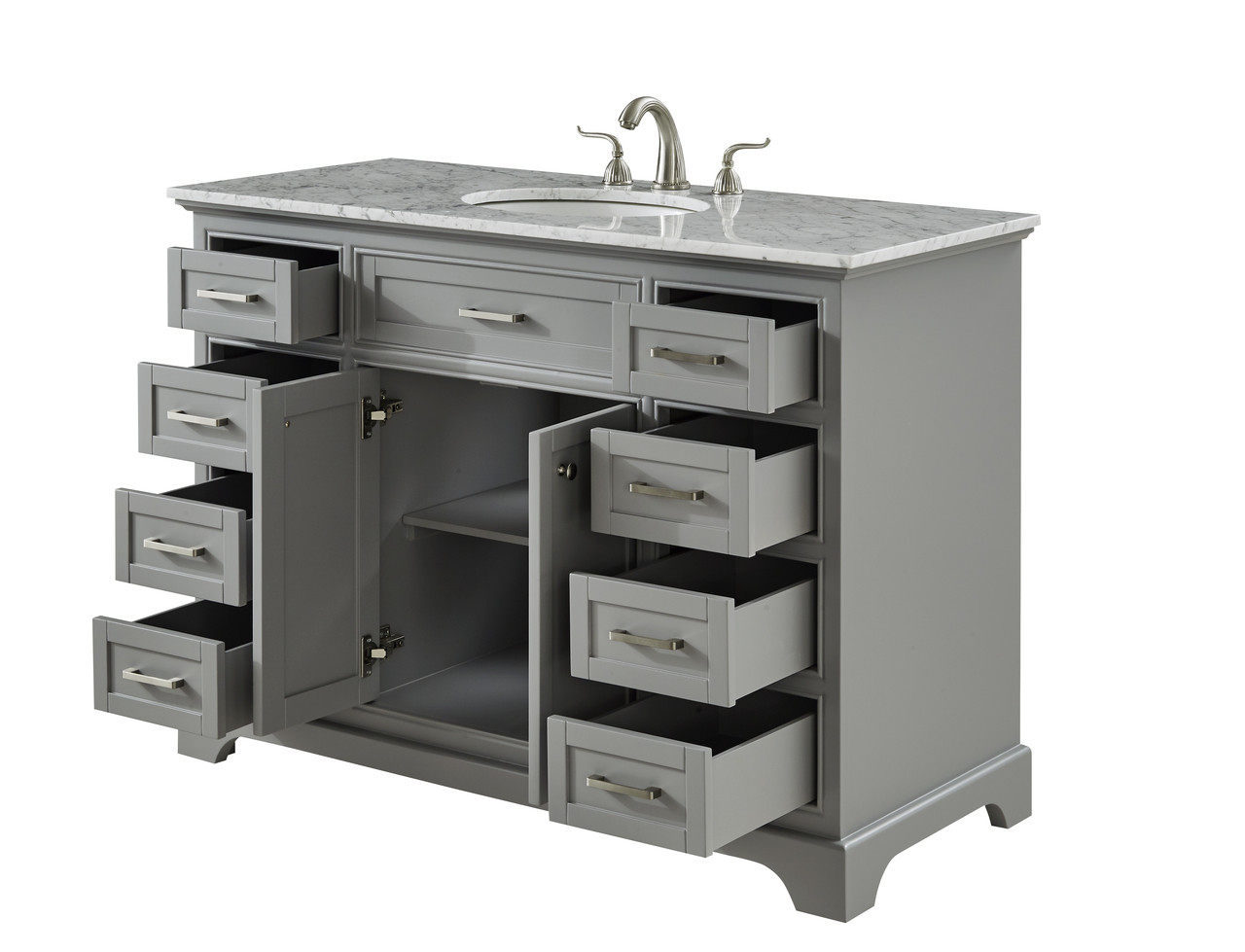 ELEGANT DECOR VF15048GR 48 In. Single Bathroom Vanity Set In Light Grey ELEGANT DECOR VF15048GR 48 In. Single Bathroom Vanity Set In Light Grey