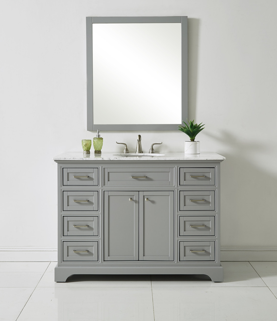 ELEGANT DECOR VF15048GR 48 In. Single Bathroom Vanity Set In Light Grey ELEGANT DECOR VF15048GR 48 In. Single Bathroom Vanity Set In Light Grey