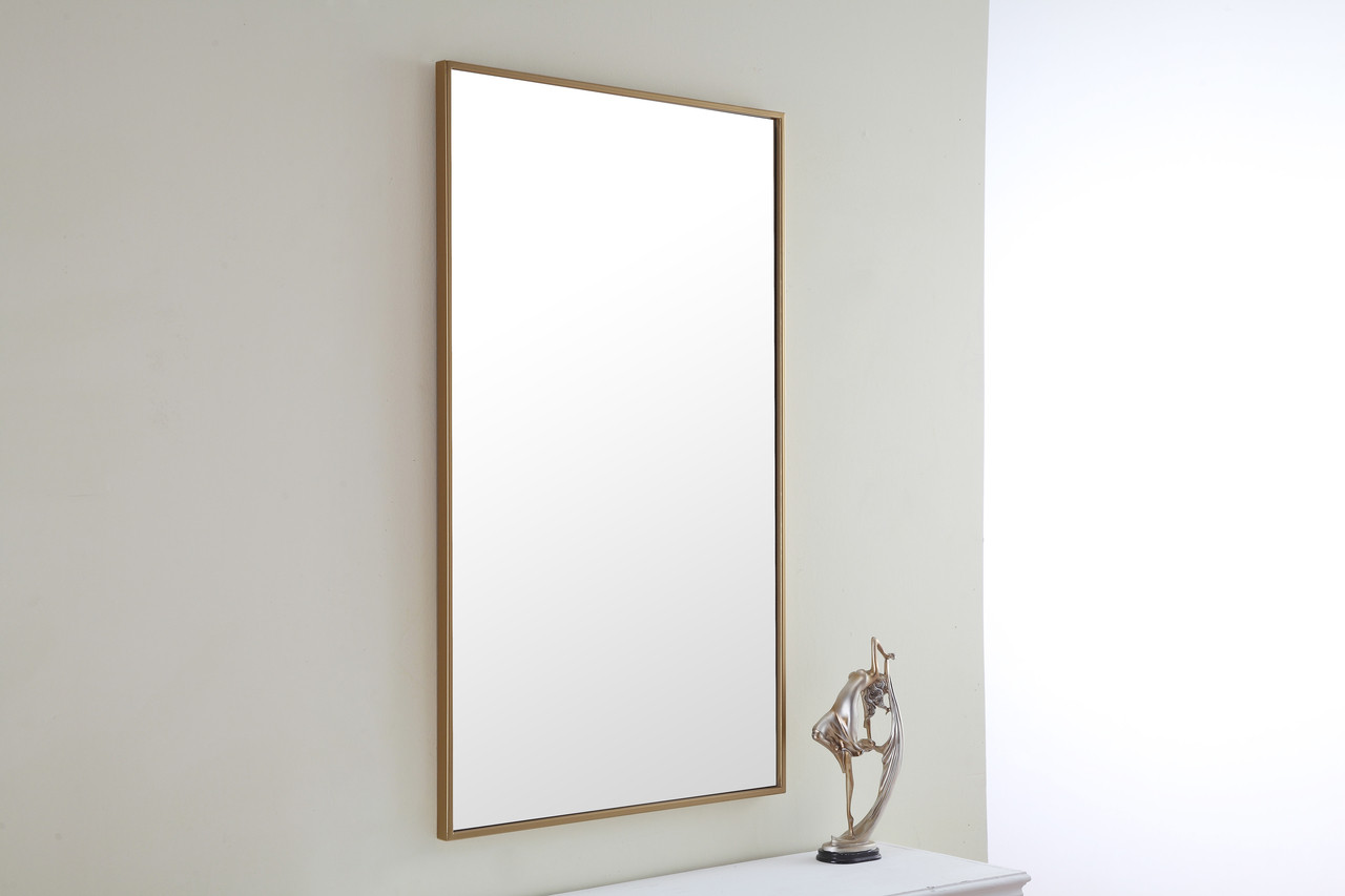 ELEGANT DECOR MR4075BR Metal frame Rectangle Mirror 24 inch Brass