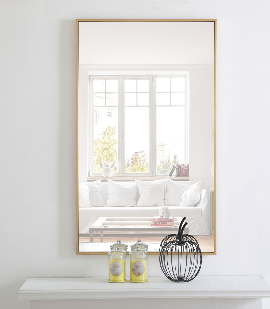 ELEGANT DECOR MR4075BR Metal frame Rectangle Mirror 24 inch Brass