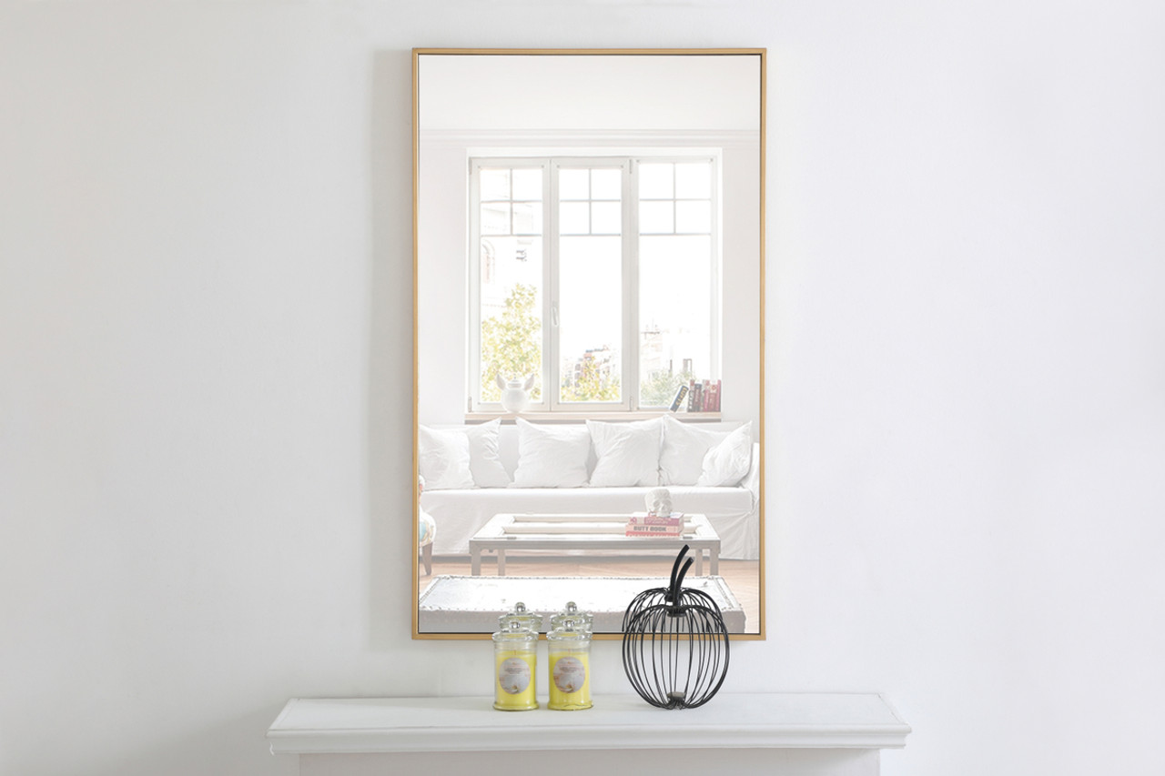 ELEGANT DECOR MR4075BR Metal frame Rectangle Mirror 24 inch Brass