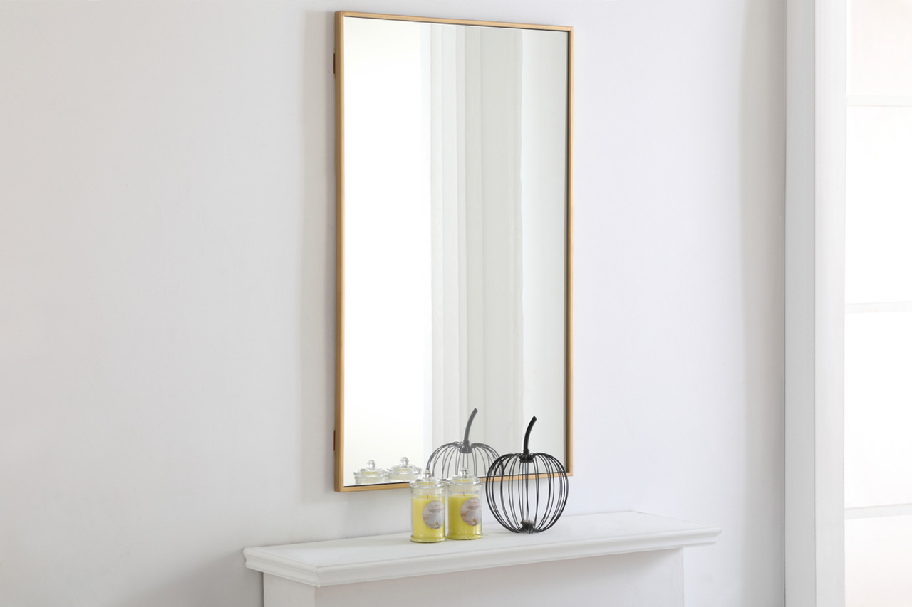 ELEGANT DECOR MR4075BR Metal frame Rectangle Mirror 24 inch Brass