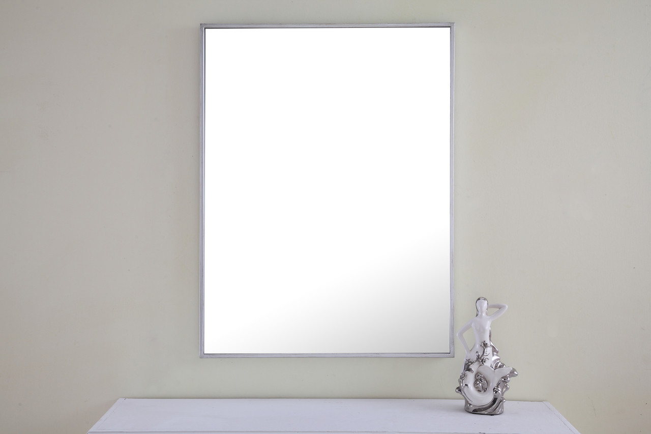 ELEGANT DECOR MR4073S Metal frame Rectangle Mirror 24 inch Silver
