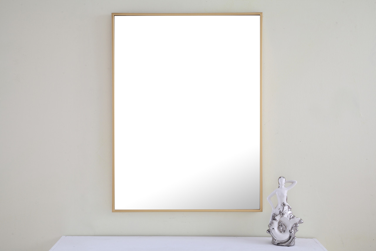 ELEGANT DECOR MR4072BR Metal frame Rectangle Mirror 24 inch Brass finish