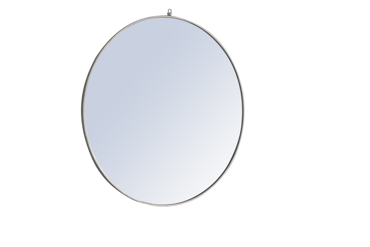 ELEGANT DECOR MR4069S Metal frame Round Mirror with decorative hook 48 inch Silver finish