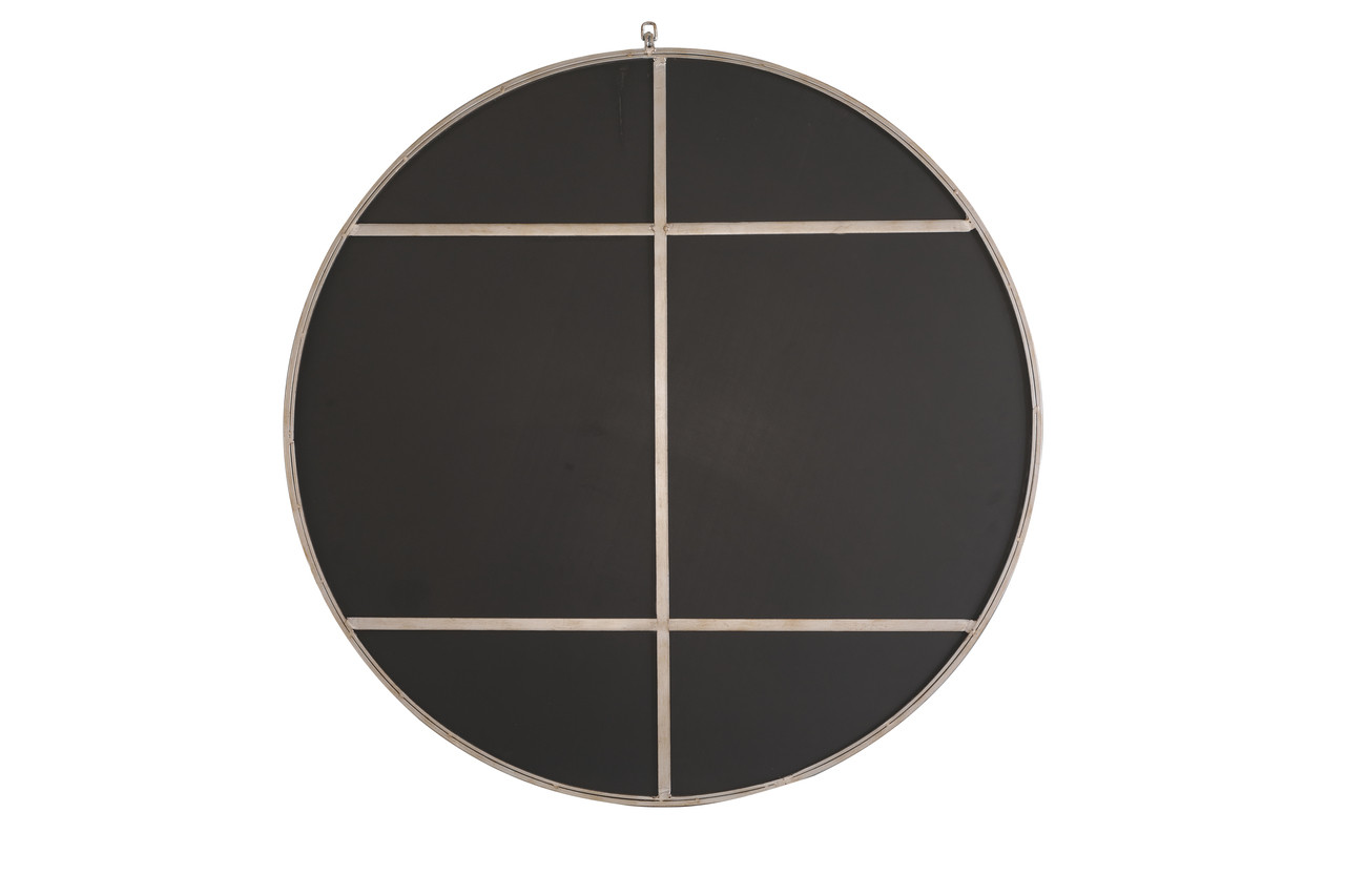ELEGANT DECOR MR4069S Metal frame Round Mirror with decorative hook 48 inch Silver finish