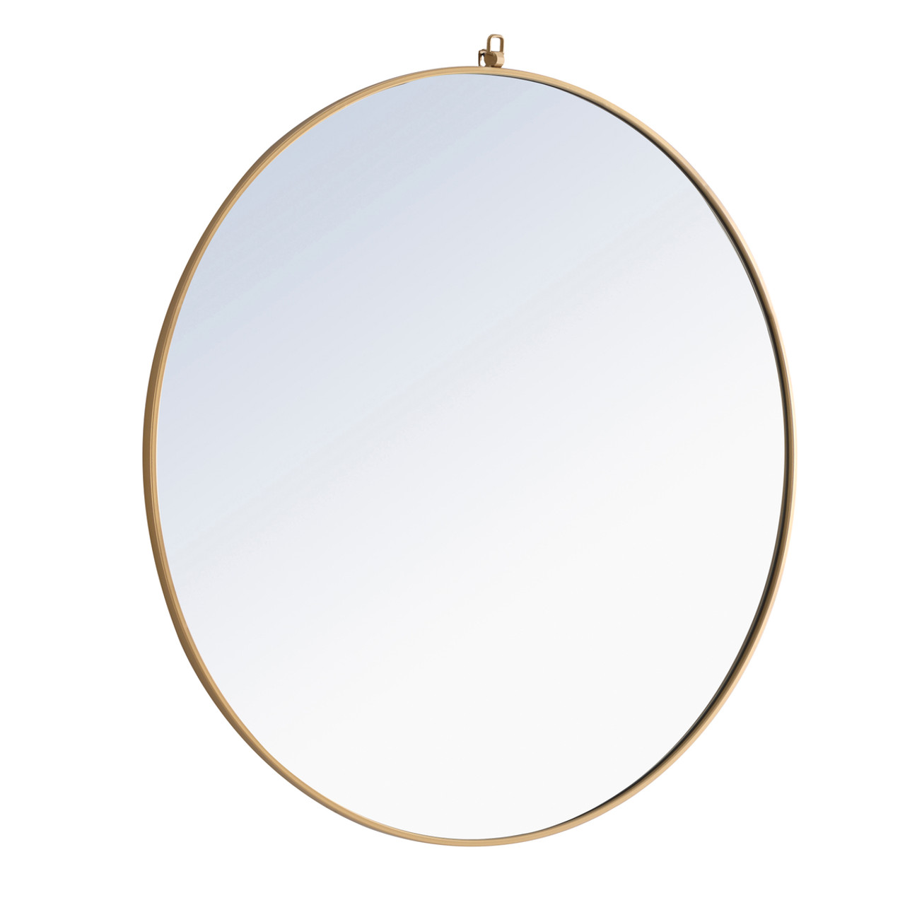 ELEGANT DECOR MR4068BR Metal frame Round Mirror with decorative hook 48 inch Brass finish