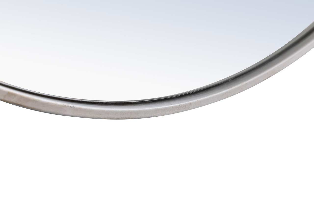 ELEGANT DECOR MR4066S Metal frame Round Mirror with decorative hook 42 inch Silver finish
