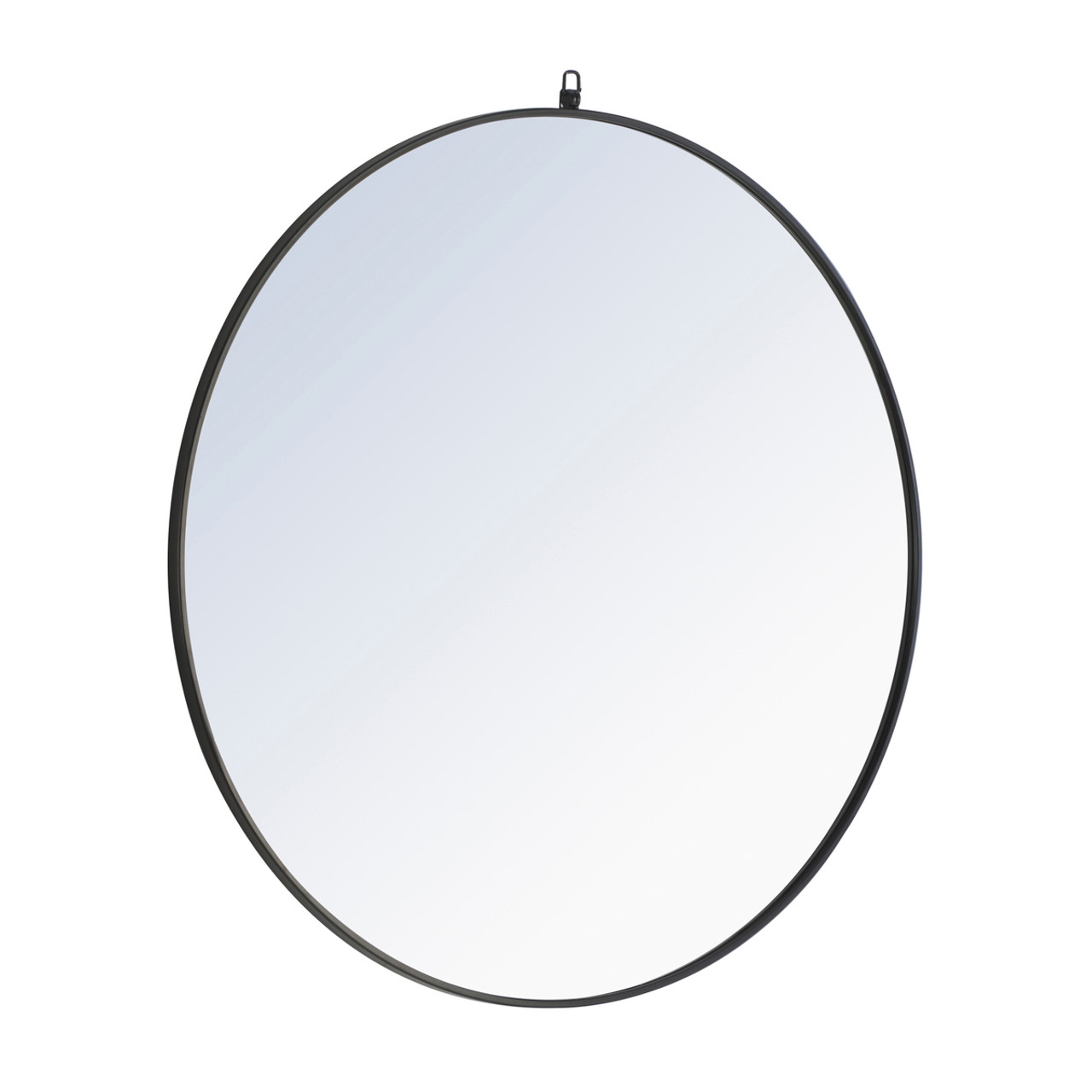 ELEGANT DECOR MR4064BK Metal frame Round Mirror with decorative hook 42 inch Black finish