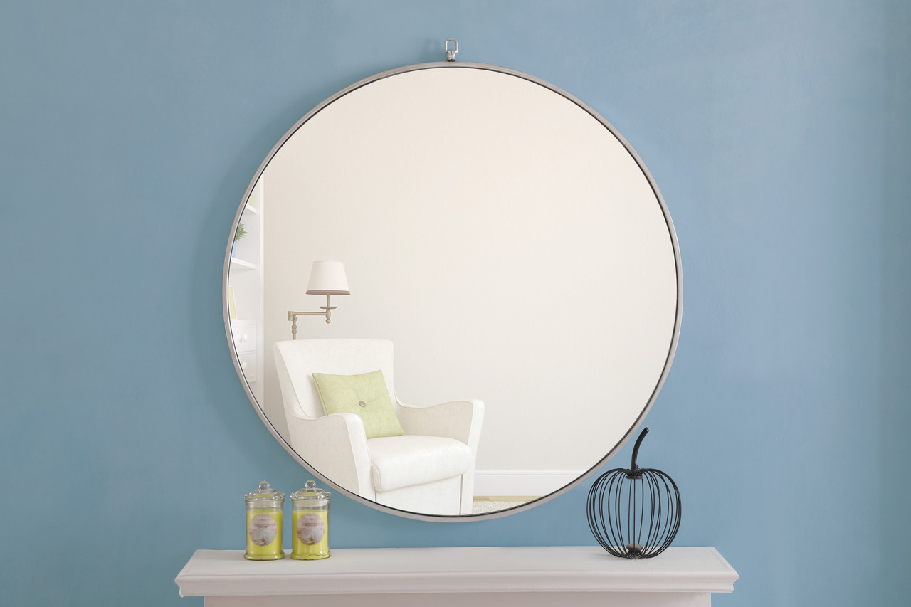 ELEGANT DECOR MR4063S Metal frame Round Mirror with decorative hook 36 inch Silver finish