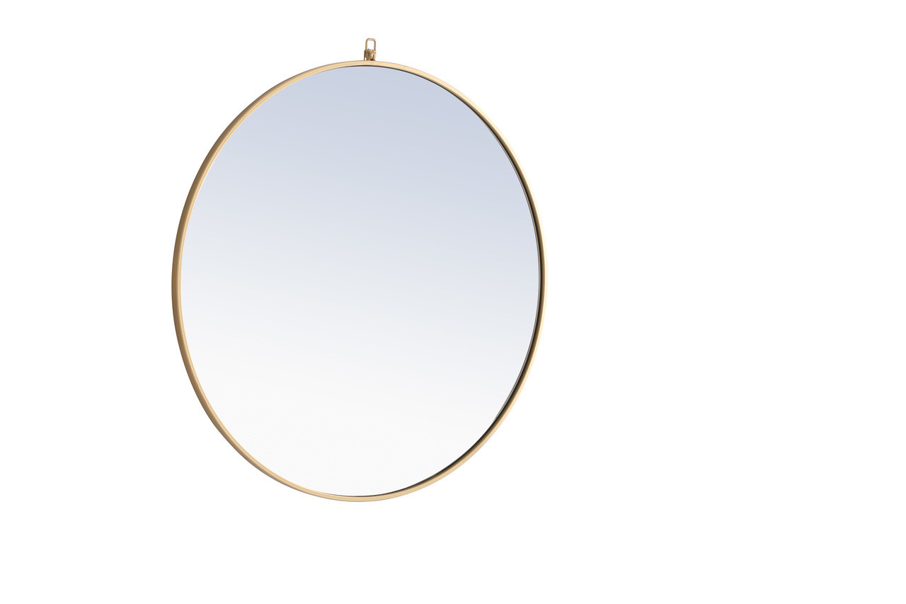 ELEGANT DECOR MR4062BR Metal frame Round Mirror with decorative hook 36 inch Brass finish