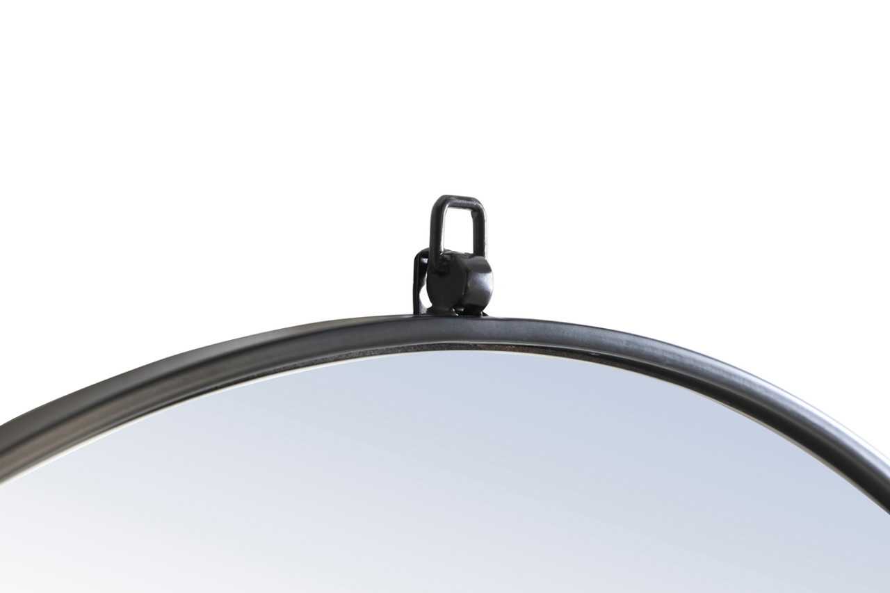 ELEGANT DECOR MR4061BK Metal frame Round Mirror with decorative hook 36 inch Black finish