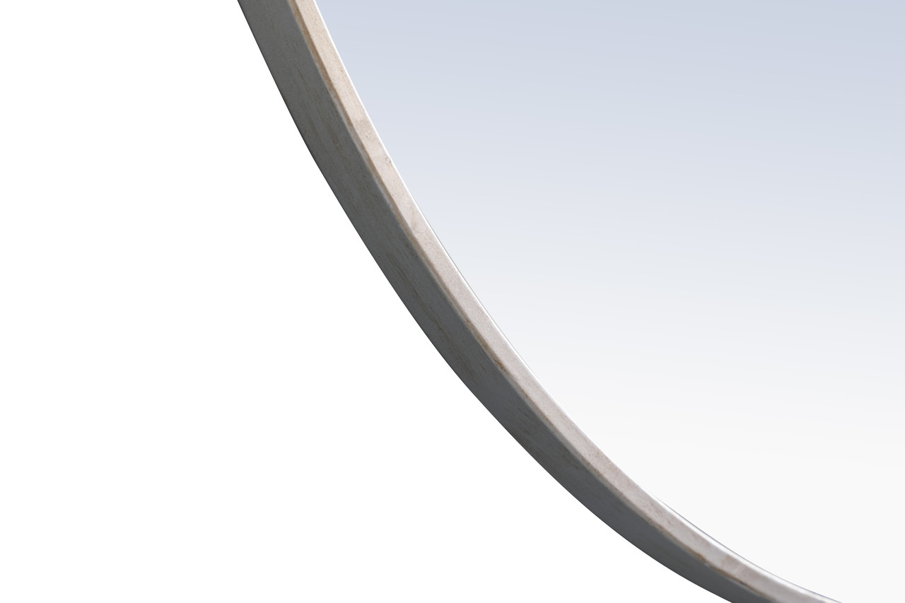 ELEGANT DECOR MR4059S Metal frame Round Mirror with decorative hook 32 inch Silver finish