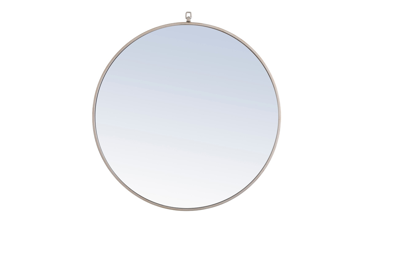 ELEGANT DECOR MR4059S Metal frame Round Mirror with decorative hook 32 inch Silver finish