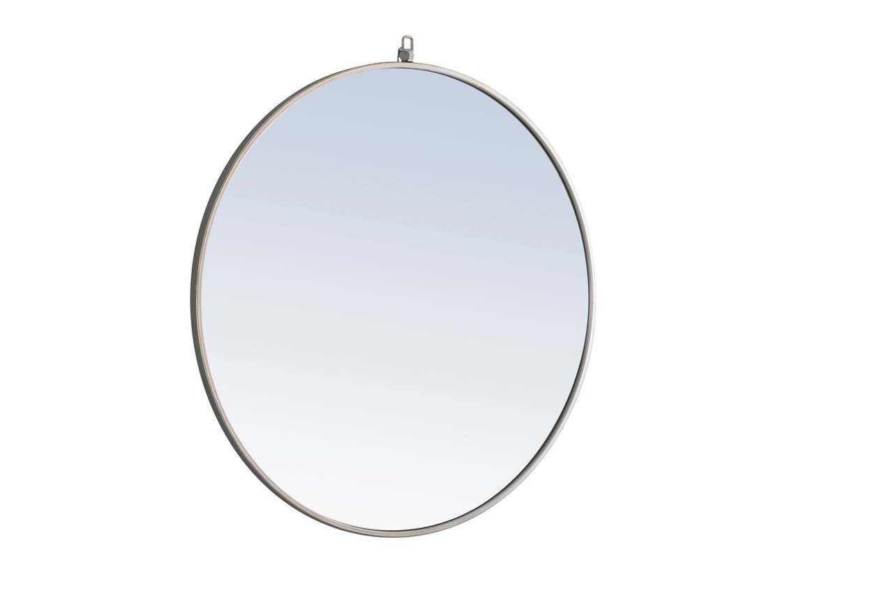 ELEGANT DECOR MR4059S Metal frame Round Mirror with decorative hook 32 inch Silver finish