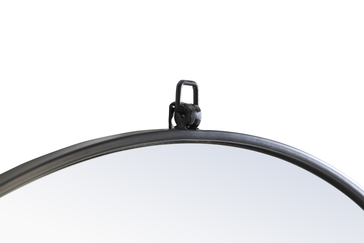 ELEGANT DECOR MR4057BK Metal frame Round Mirror with decorative hook 32 inch Black finish