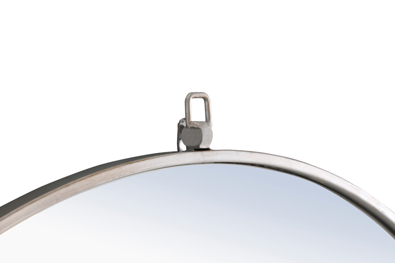 ELEGANT DECOR MR4056S Metal frame Round Mirror with decorative hook 28 inch Silver finish