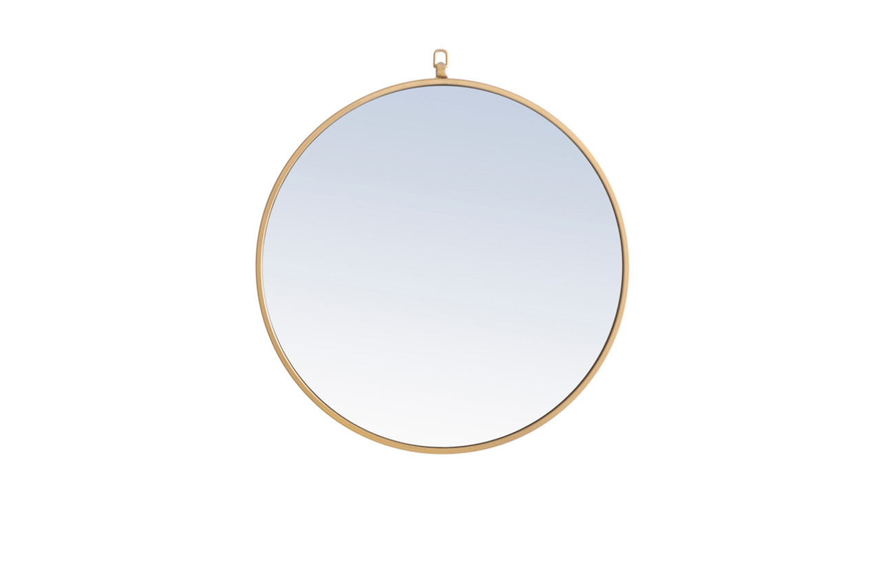 ELEGANT DECOR MR4052BR Metal frame Round Mirror with decorative hook 24 inch Brass finish