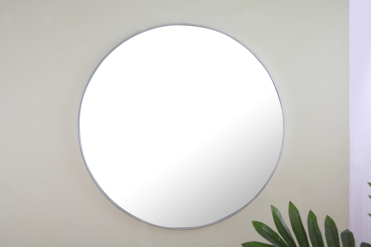 ELEGANT DECOR MR4049S Metal frame Round Mirror 48 inch Silver finish