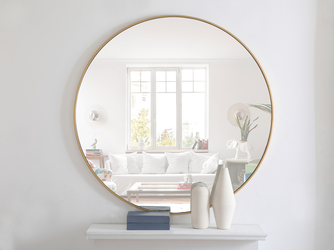 ELEGANT DECOR MR4048BR Metal frame Round Mirror 48 inch Brass finish