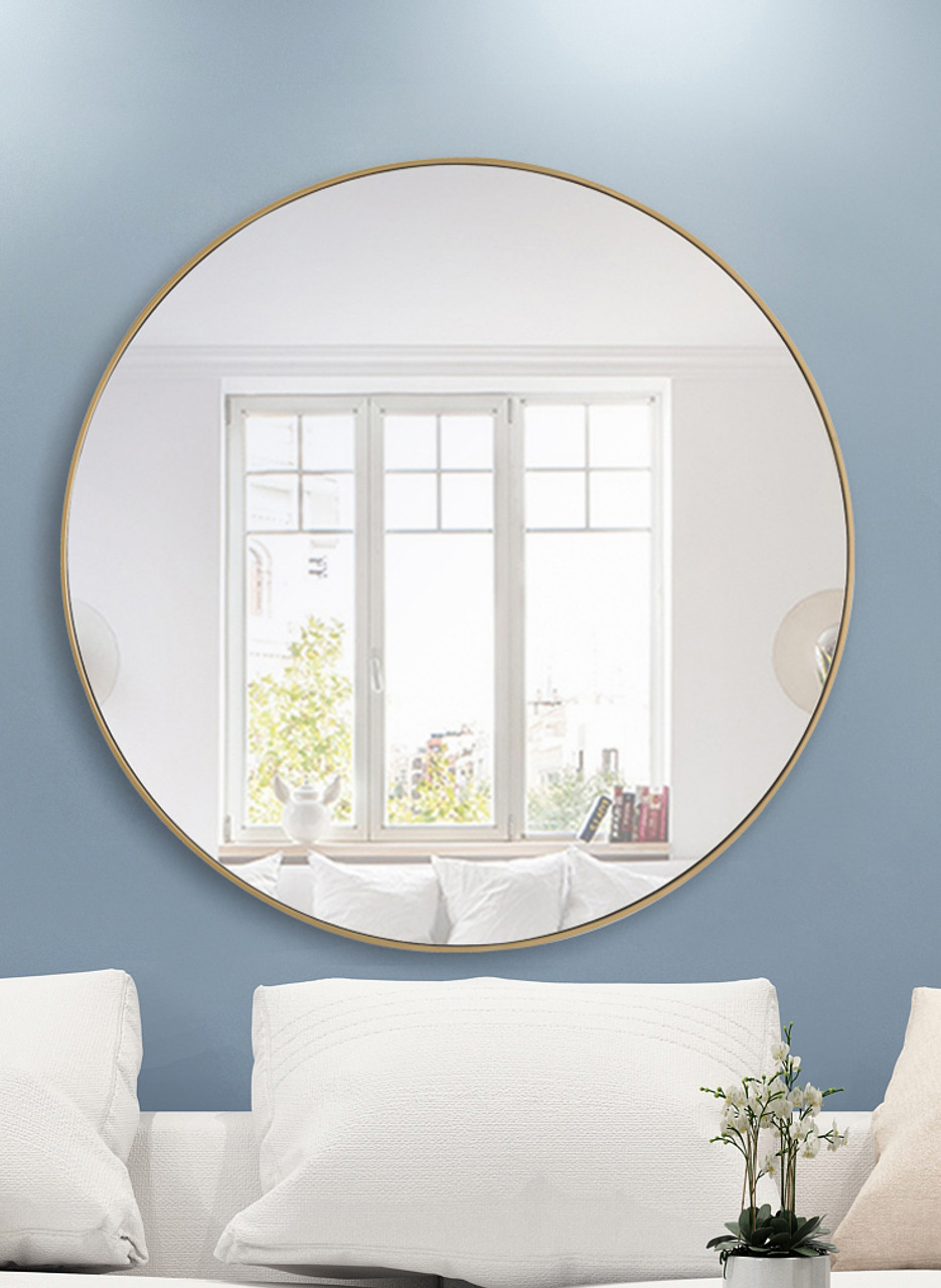 ELEGANT DECOR MR4048BR Metal frame Round Mirror 48 inch Brass finish