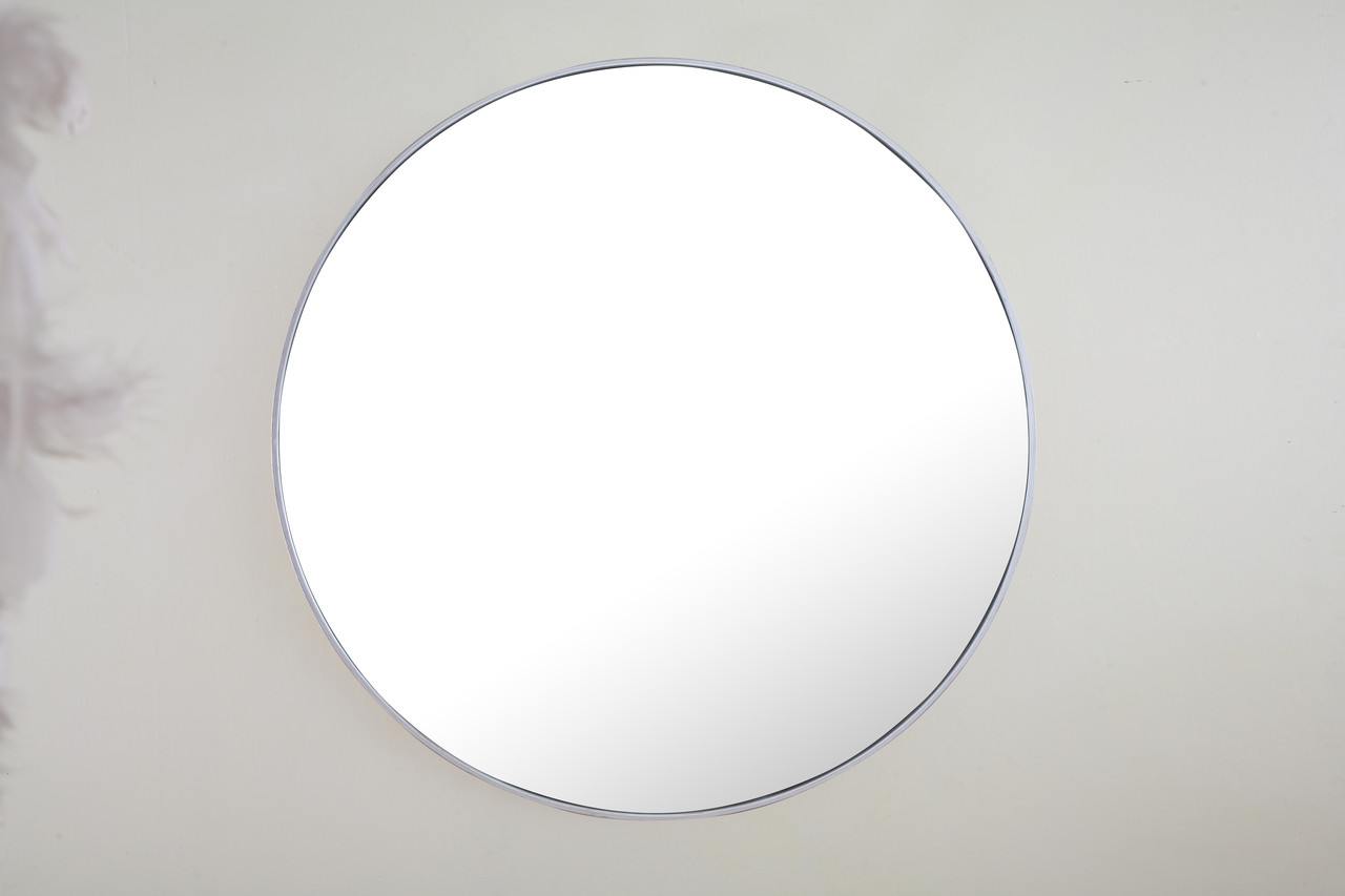 Elegant Decor MR4046S Metal frame Round Mirror 42 inch Silver finish