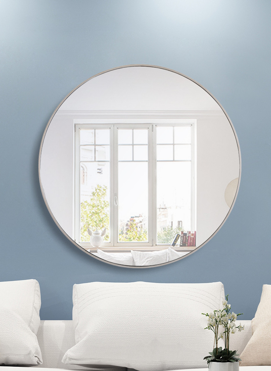 Elegant Decor MR4046S Metal frame Round Mirror 42 inch Silver finish