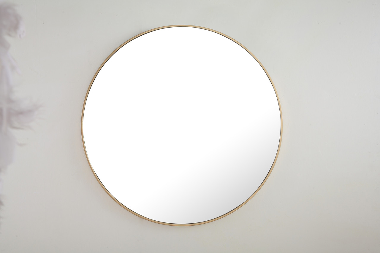 ELEGANT DECOR MR4045BR Metal frame Round Mirror 42 inch Brass finish