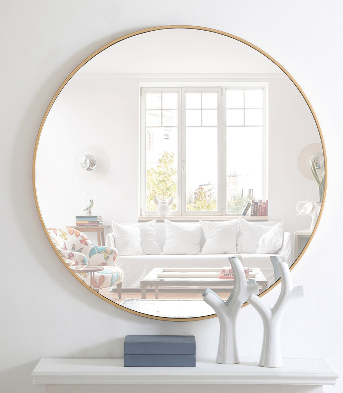 ELEGANT DECOR MR4045BR Metal frame Round Mirror 42 inch Brass finish