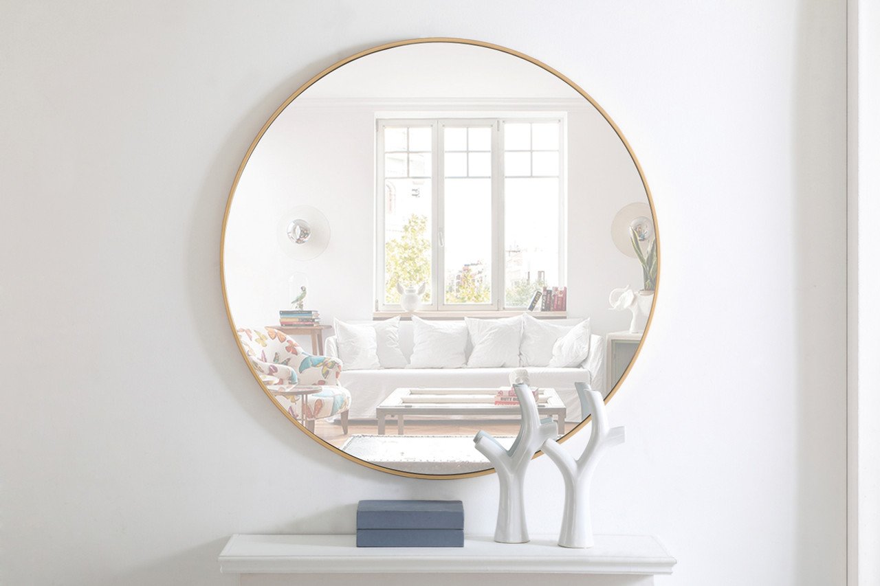 ELEGANT DECOR MR4045BR Metal frame Round Mirror 42 inch Brass finish