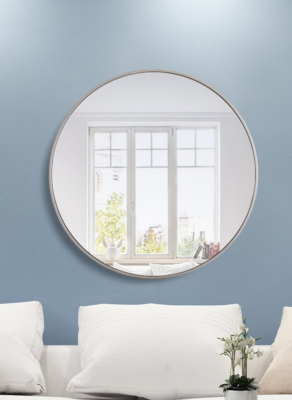 ELEGANT DECOR MR4043S Metal frame Round Mirror 36 inch Silver finish