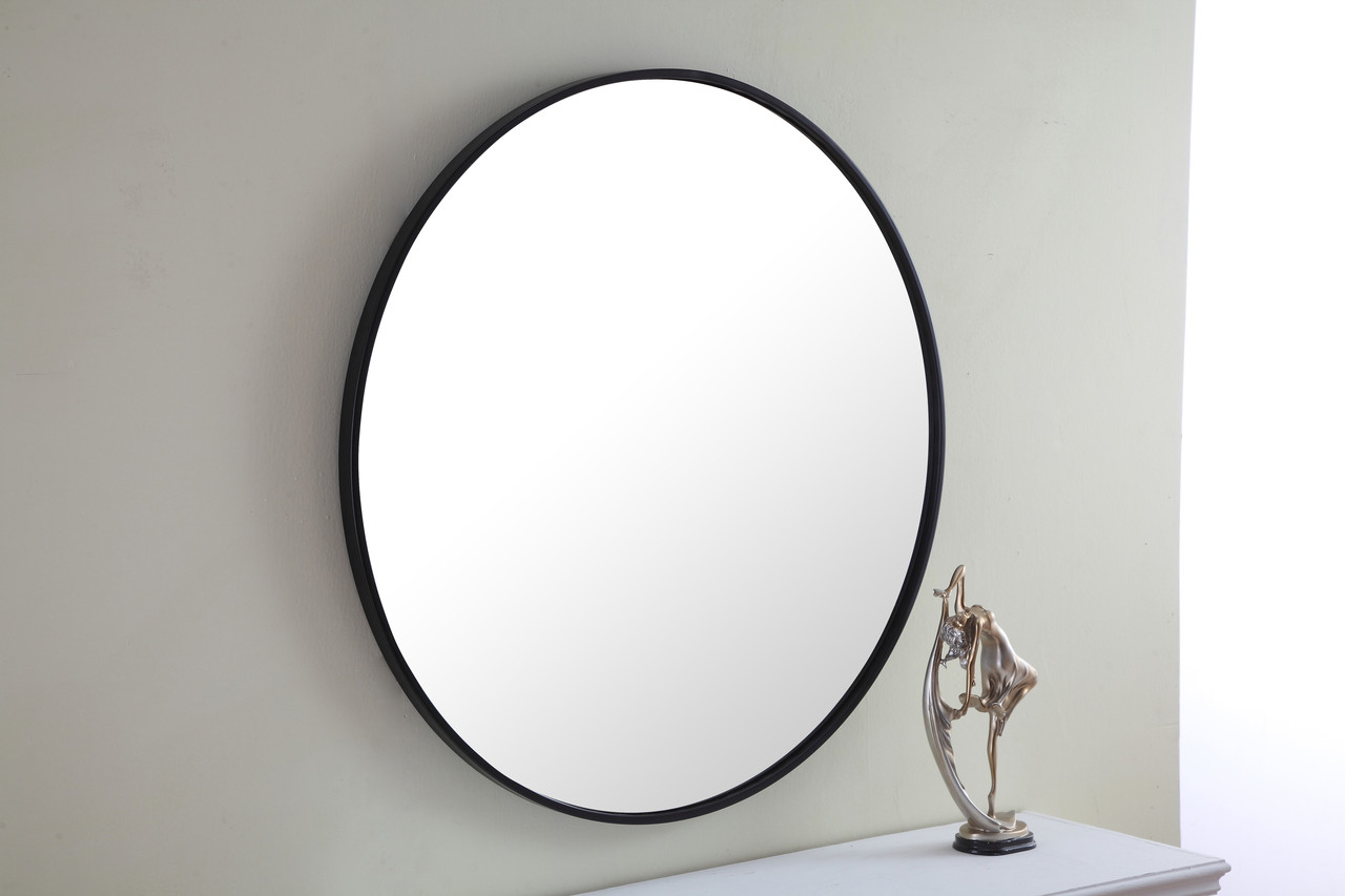 ELEGANT DECOR MR4037BK Metal frame Round Mirror 32 inch Black finish