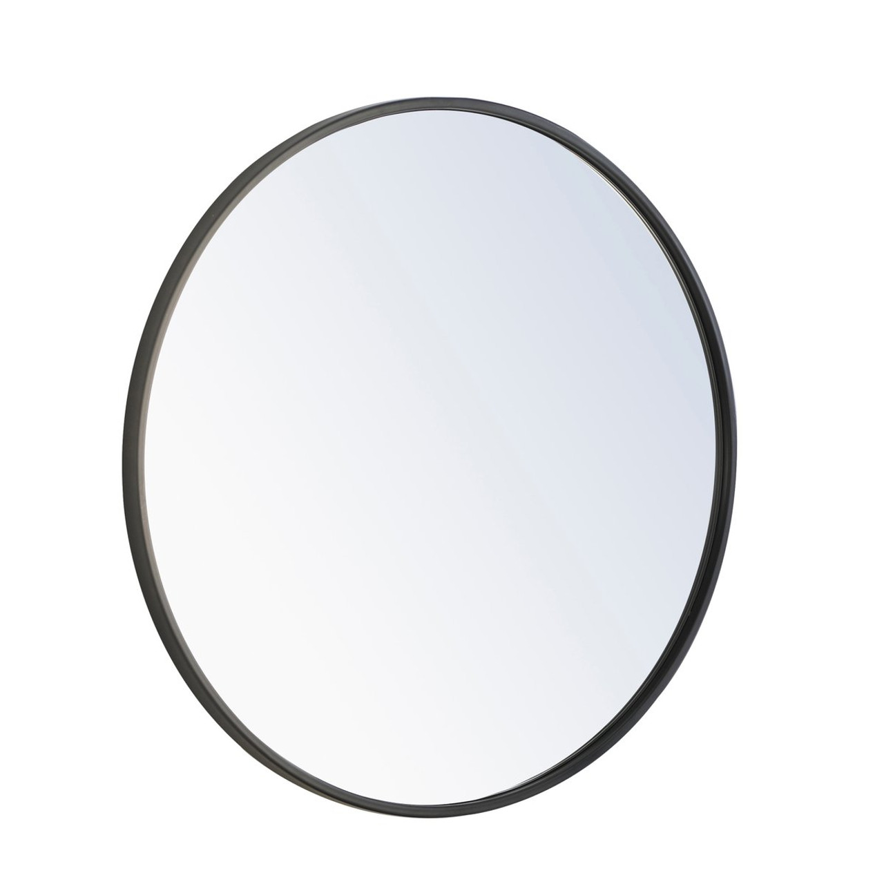 Elegant Decor MR4031BK Metal frame Round Mirror 24 inch Black finish